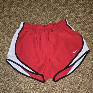 Nike tempo shorts with pocket in waistband. Red, black, & white colors. Size M.